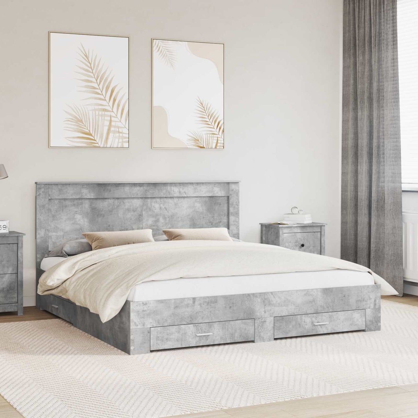Struttura del letto con testiera Grigio cemento 180 x 200 cm | homemem39