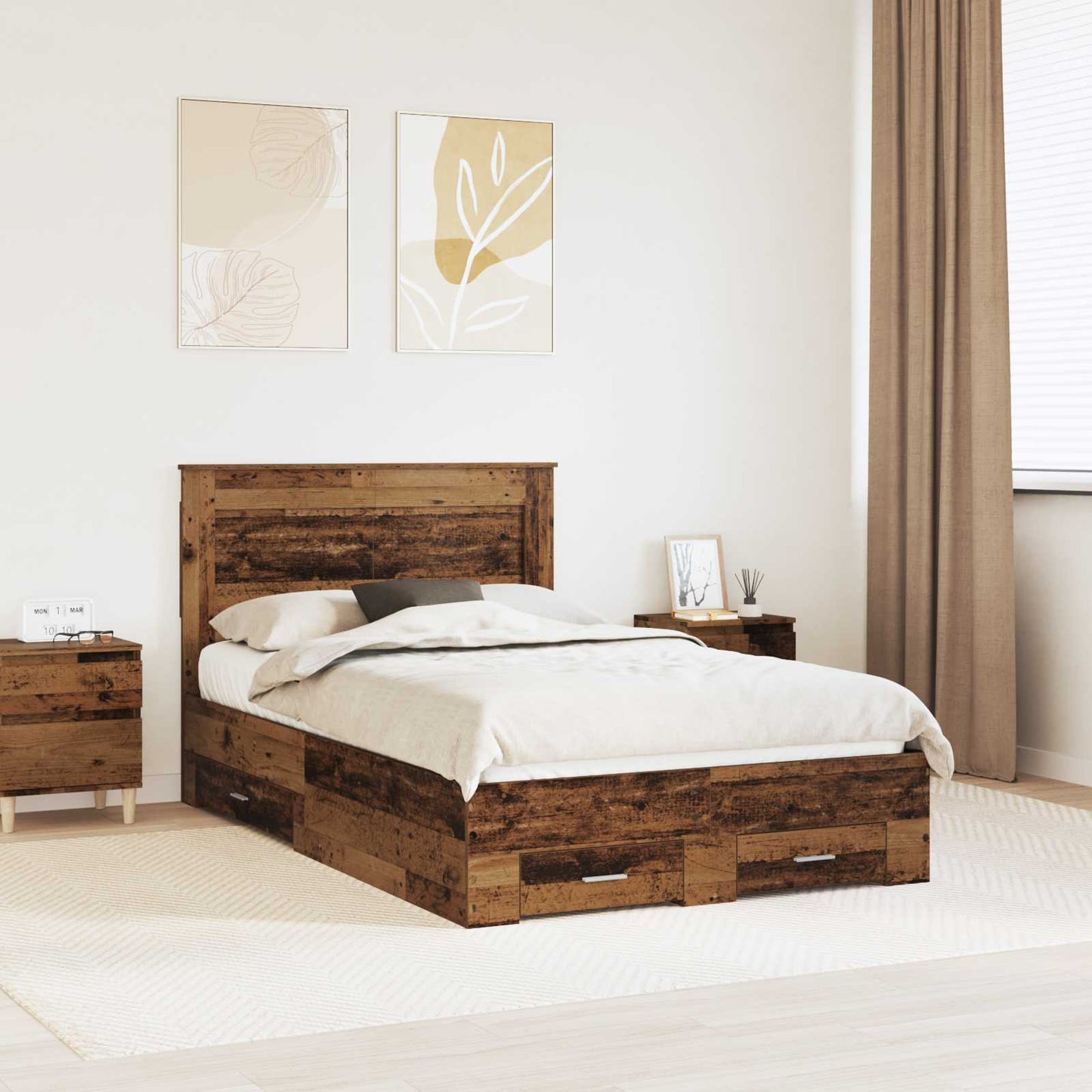 Struttura del letto con cassetto con testiera Legno multistrato | homemem39