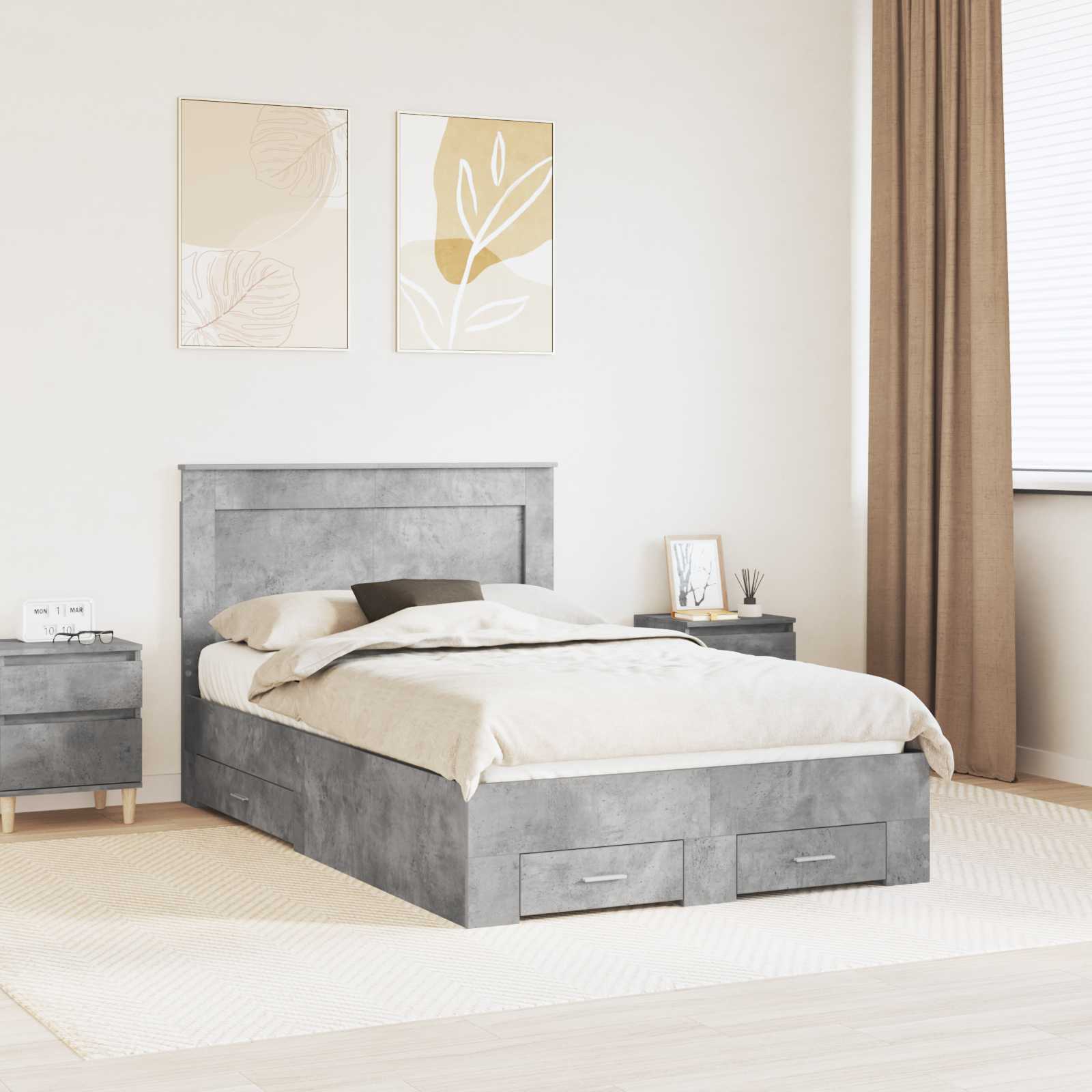 Struttura del letto con testiera Grigio cemento 120 x 200 cm | homemem39