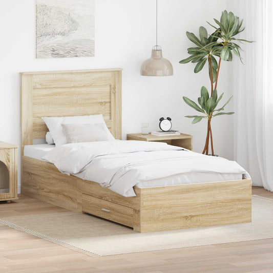 Struttura del letto con cassetto Rovere Sonoma 100 x 200 cm | homemem39