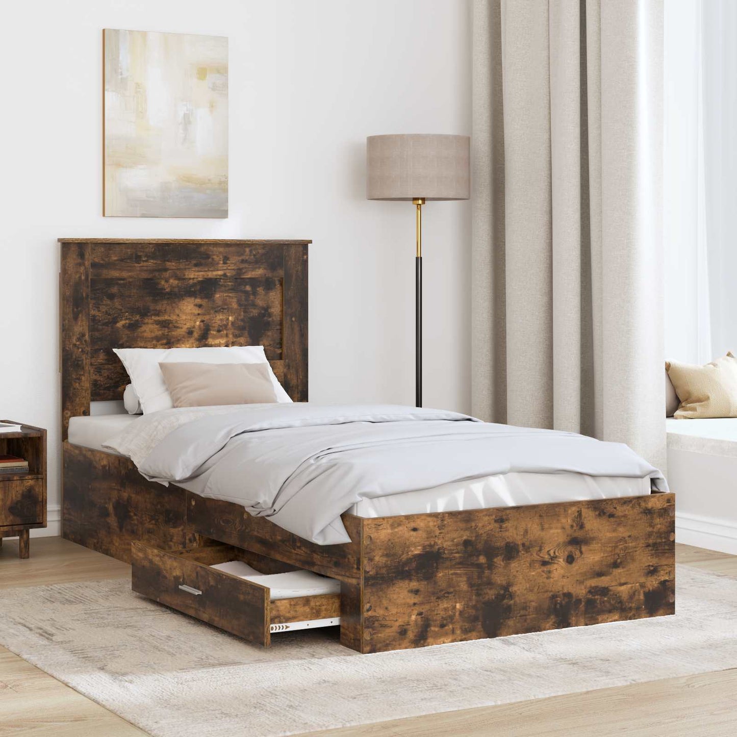 Struttura del letto Rovere Affumicato e Argento 75 x 190 cm | homemem39