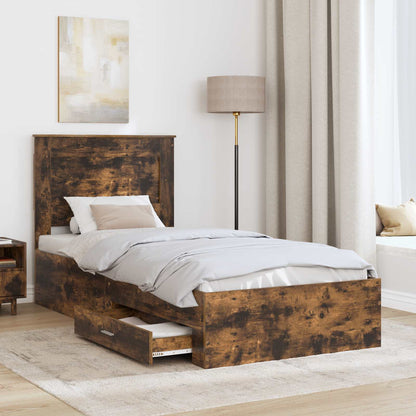 Struttura del letto Rovere Affumicato e Argento 75 x 190 cm | homemem39