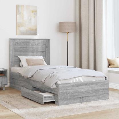 Struttura del letto Grigio Sonoma e Argento 75 x 190 cm | homemem39