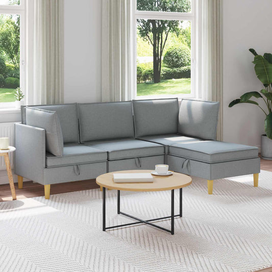 Set di mobili per il soggiorno 4 pcs Grigio Chiaro Tessuto