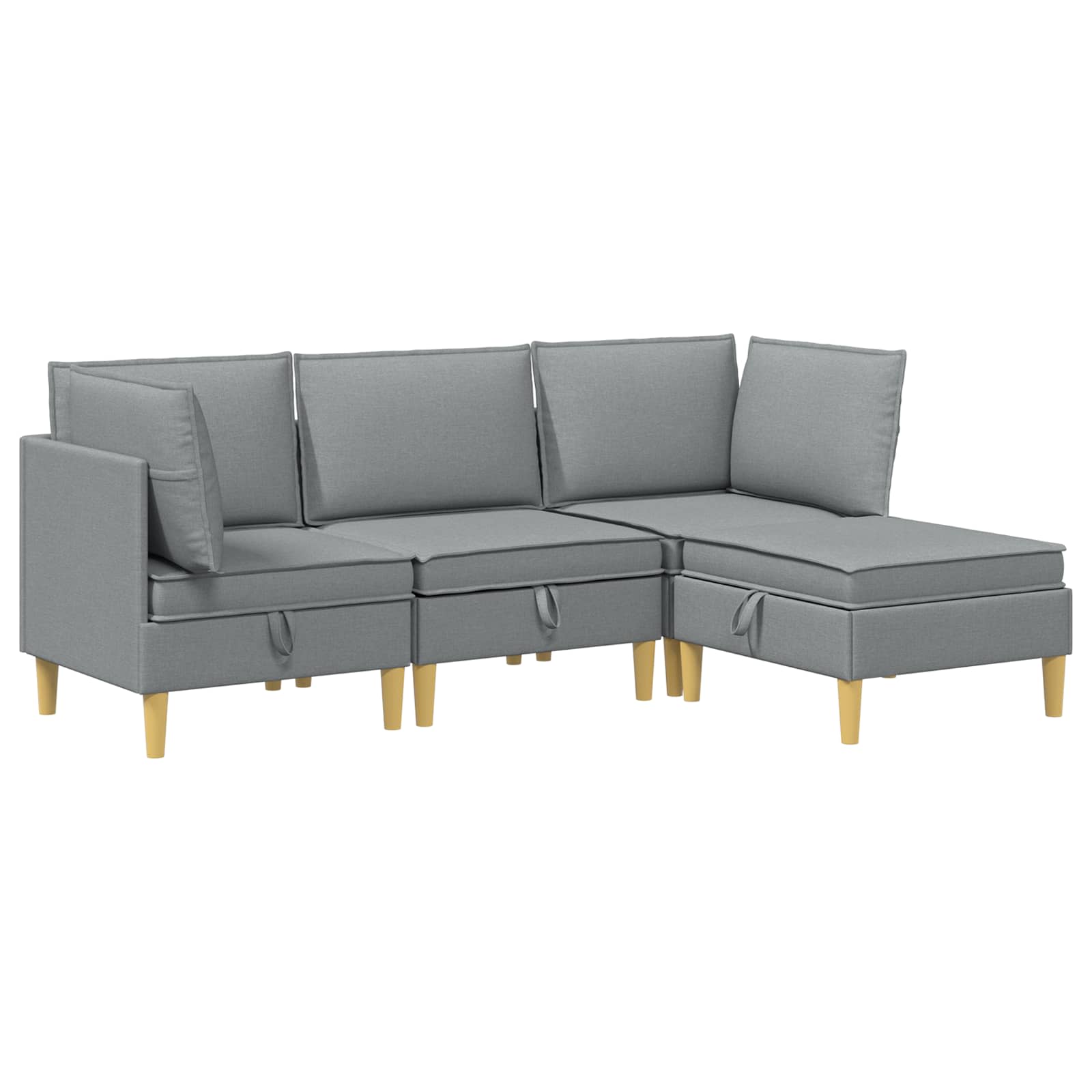 Set di mobili per il soggiorno 4 pcs Grigio Chiaro Tessuto | homemem39