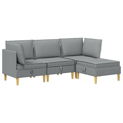 Set di mobili per il soggiorno 4 pcs Grigio Chiaro Tessuto | homemem39