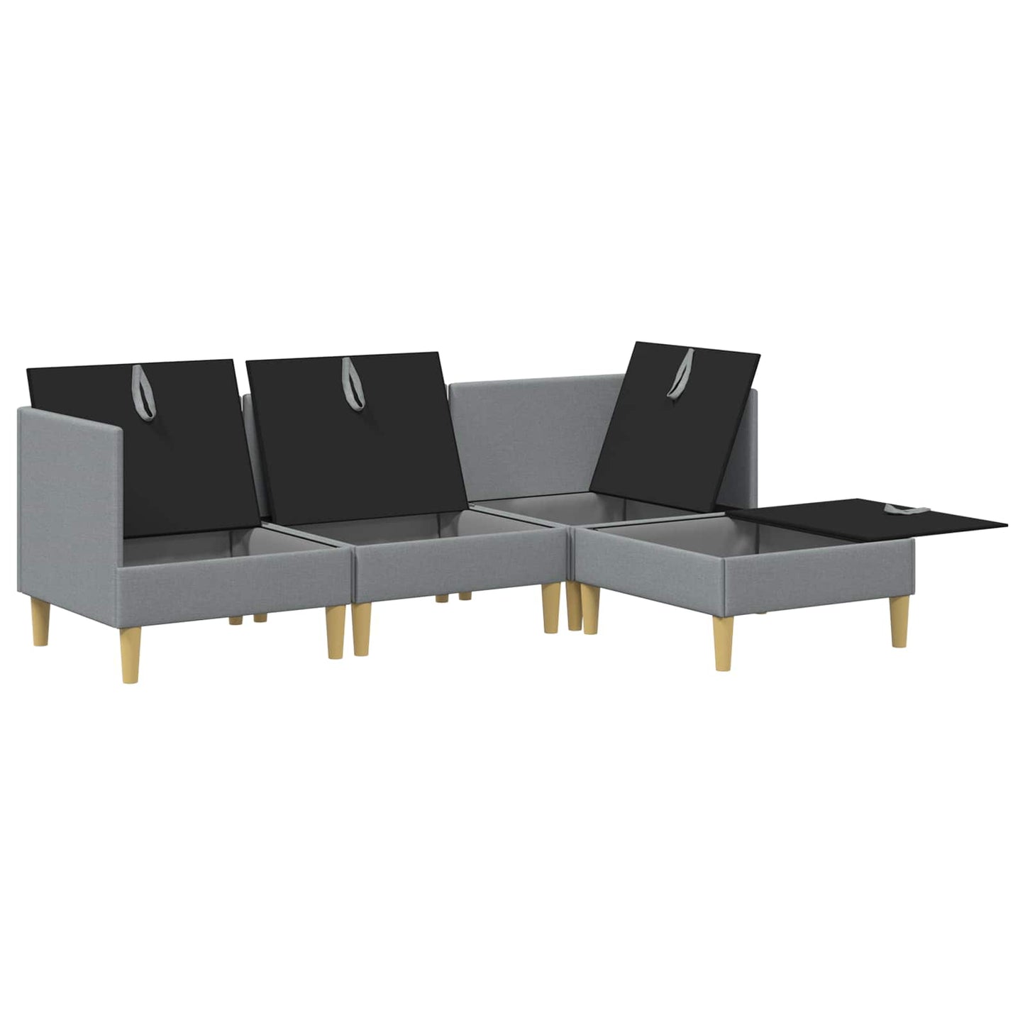 Set di mobili per il soggiorno 4 pcs Grigio Chiaro Tessuto | homemem39