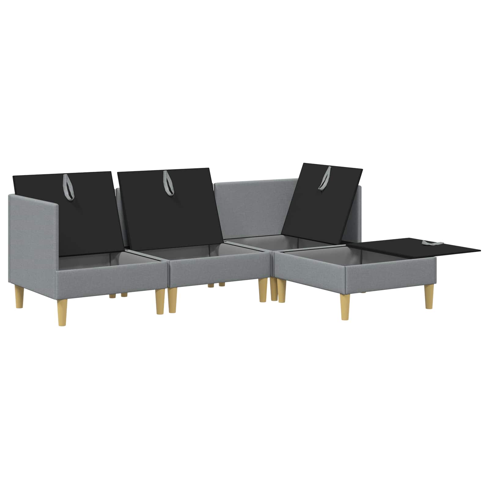 Set di mobili per il soggiorno 4 pcs Grigio Chiaro Tessuto | homemem39