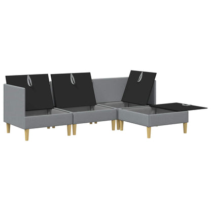 Set di divani modulari con spazio di archiviazione 4 pz Tessuto