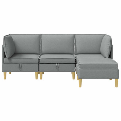 Set di mobili per il soggiorno 4 pcs Grigio Chiaro Tessuto | homemem39