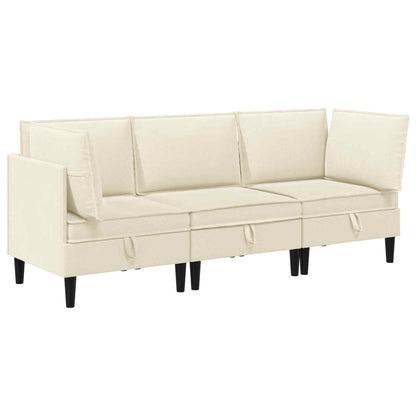 Set di mobili per il soggiorno 3 pcs Crema Tessuto | homemem39