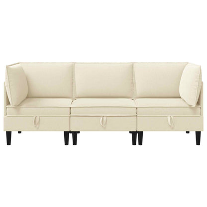 Set di mobili per il soggiorno 3 pcs Crema Tessuto | homemem39
