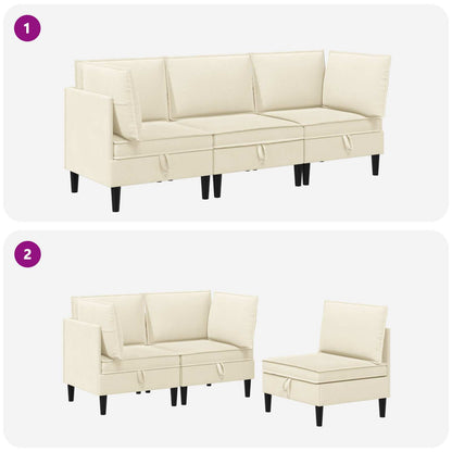 Set di mobili per il soggiorno 3 pcs Crema Tessuto | homemem39