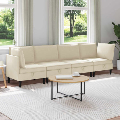 Set di mobili per il soggiorno 4 pcs Crema Tessuto | homemem39
