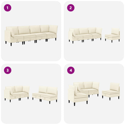 Set di mobili per il soggiorno 4 pz Crema Tessuto