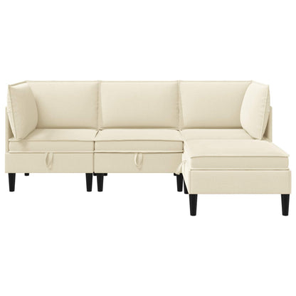 Set di mobili per il soggiorno 4 pcs Crema Tessuto | homemem39