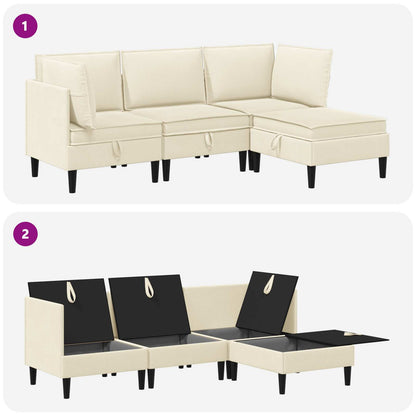 Set di mobili per il soggiorno 4 pcs Crema Tessuto | homemem39