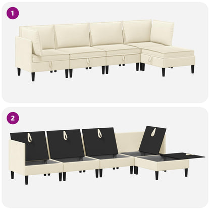 Set di mobili per il soggiorno 5 pcs Crema Tessuto | homemem39