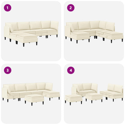 Set di mobili per il soggiorno 6 pcs Crema Tessuto | homemem39