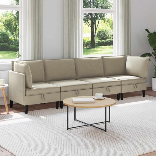 Set di mobili per il soggiorno 4 pcs Sabbia Tessuto | homemem39