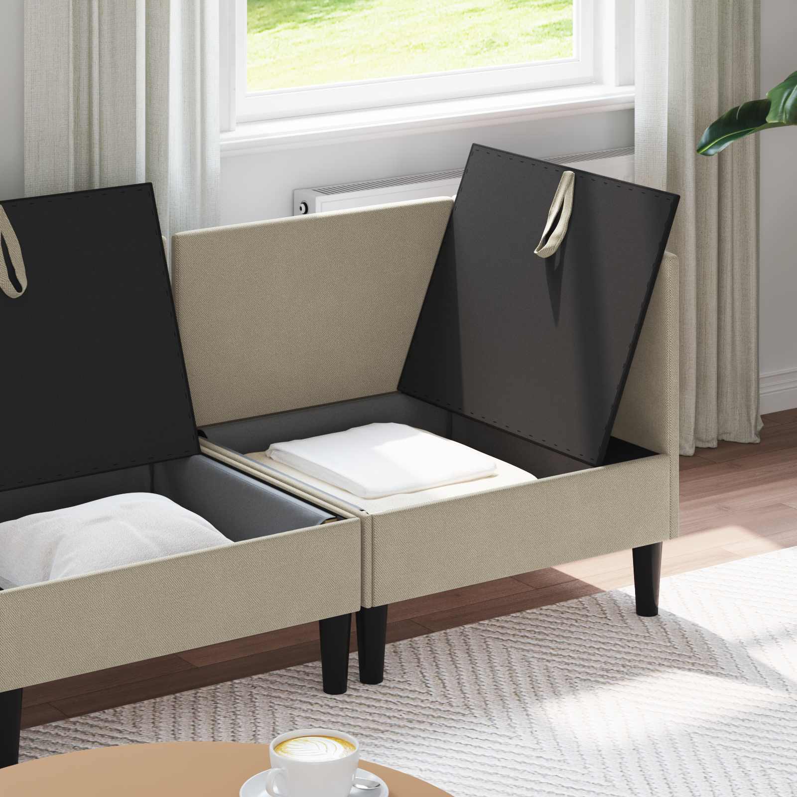 Set di mobili per il soggiorno 4 pcs Sabbia Tessuto | homemem39