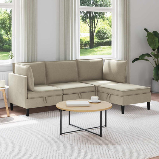 Set di mobili per il soggiorno 4 pcs Sabbia Tessuto | homemem39