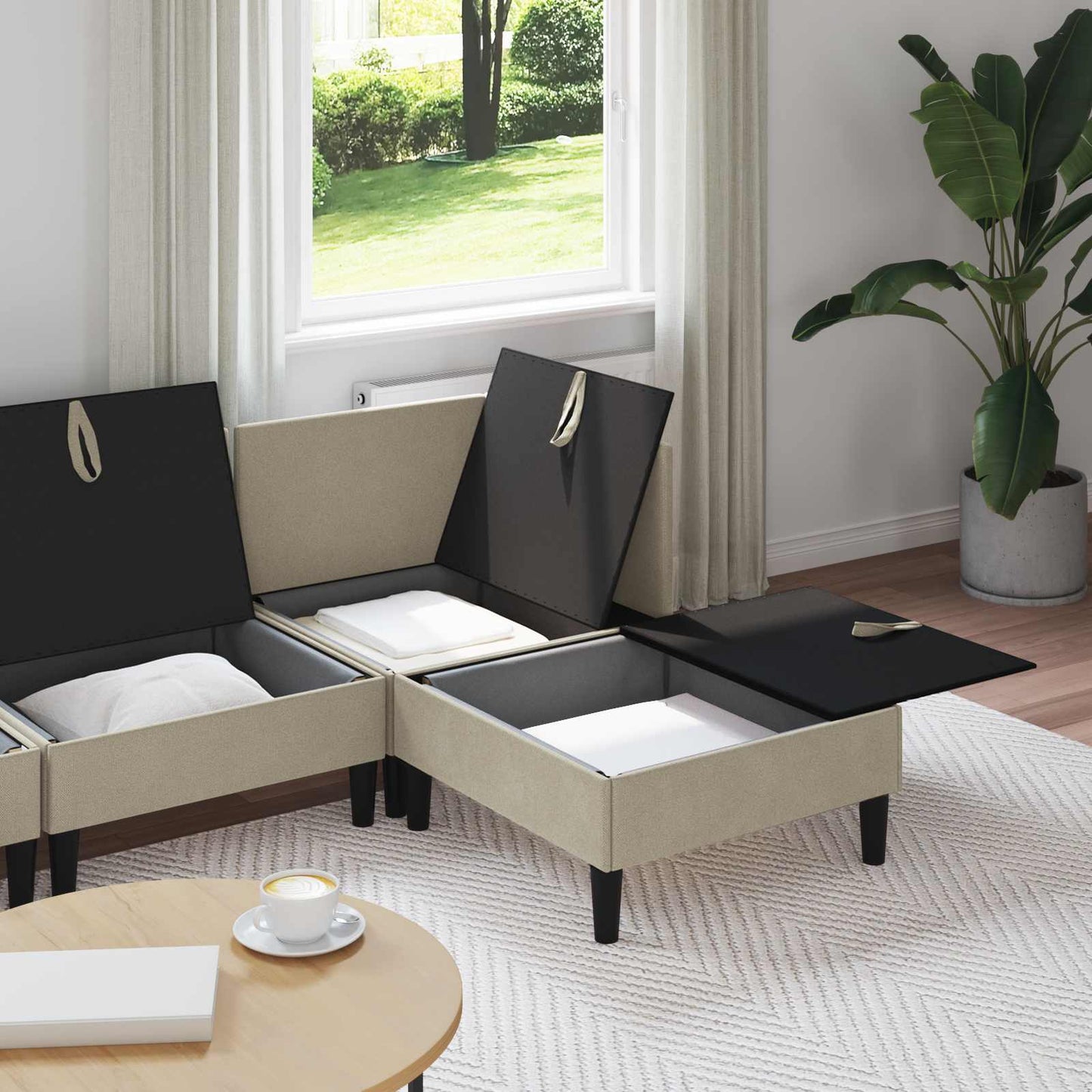 Set di mobili per il soggiorno 4 pcs Sabbia Tessuto | homemem39