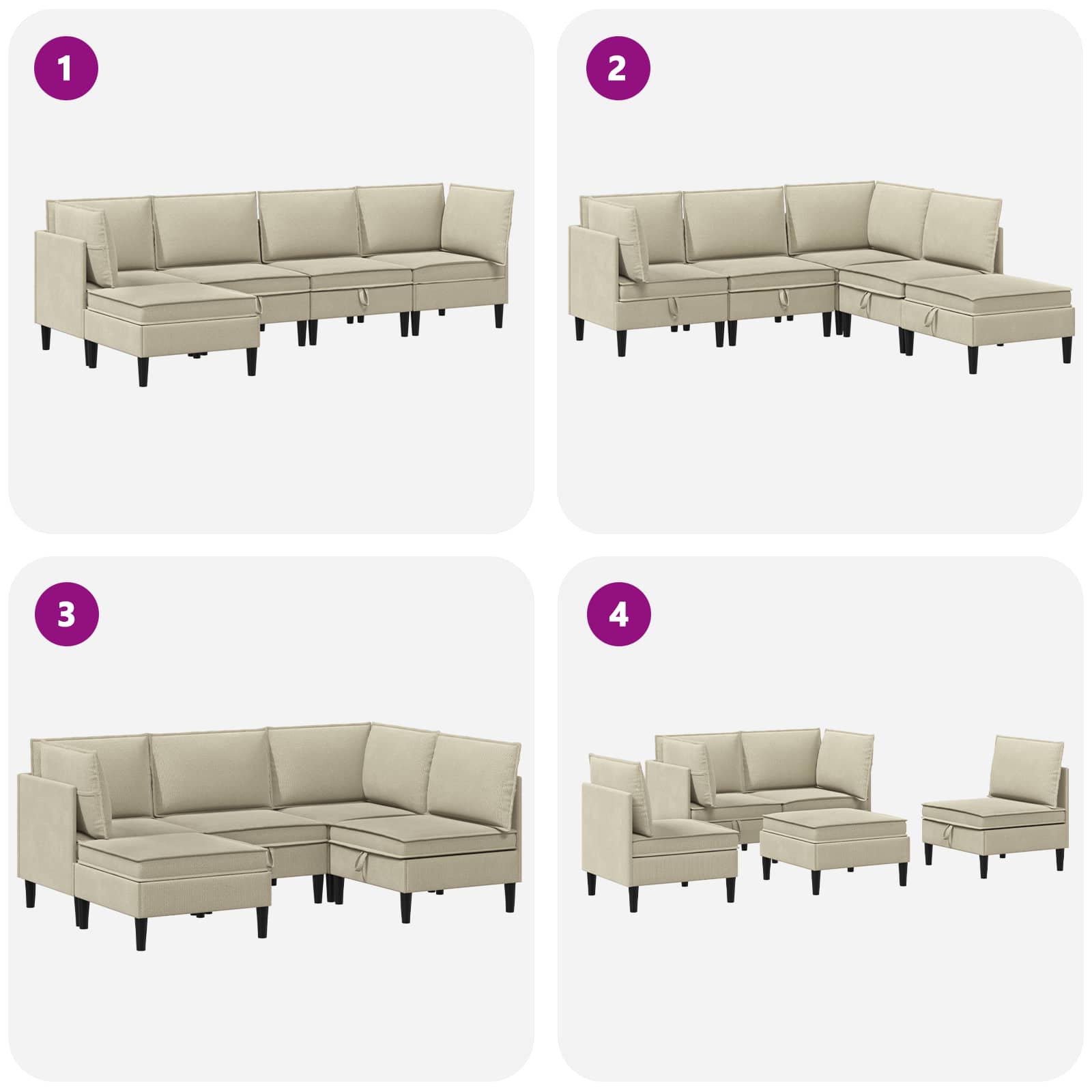 Set di mobili per il soggiorno 5 pcs Sabbia Tessuto | homemem39