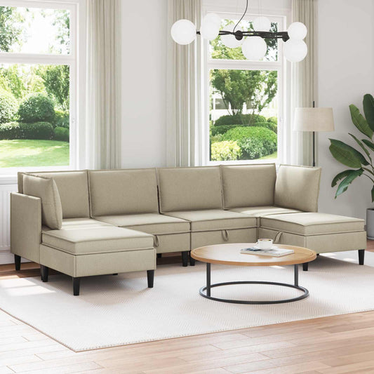 Set di mobili per il soggiorno 6 pcs Sabbia Tessuto | homemem39