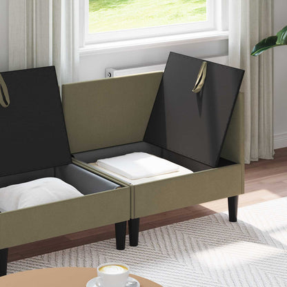Set di mobili per il soggiorno 3 pcs Cachi Tessuto | homemem39