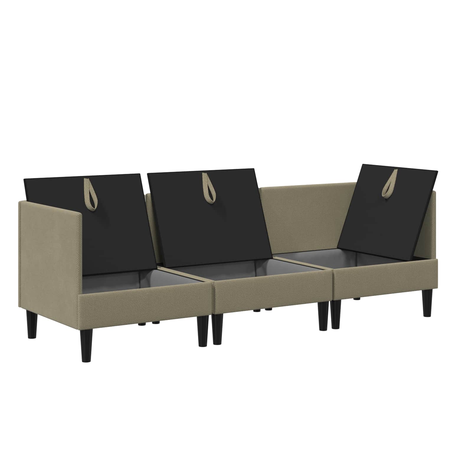 Set di mobili per il soggiorno 3 pcs Cachi Tessuto | homemem39