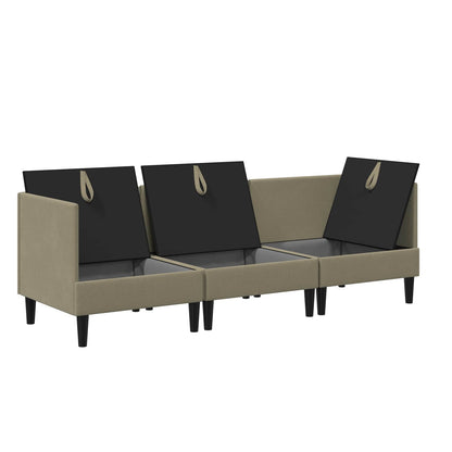 Set di mobili per il soggiorno 3 pcs Cachi Tessuto | homemem39