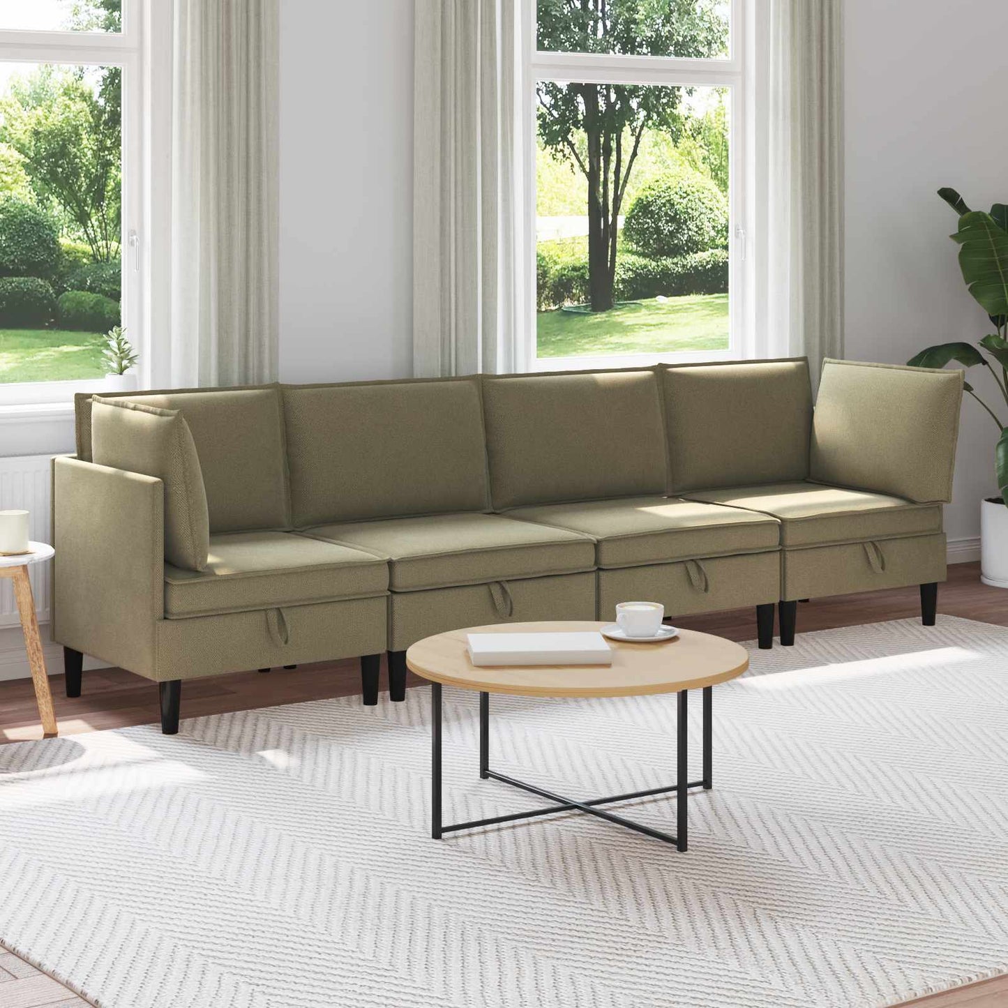 Set di mobili per il soggiorno 4 pcs Cachi Tessuto | homemem39