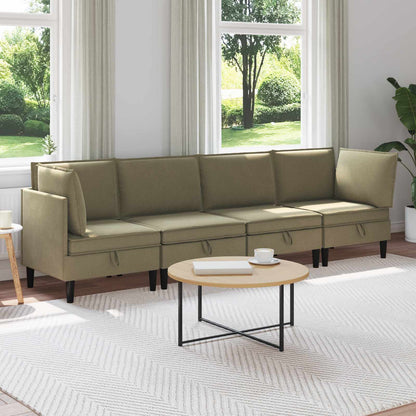 Set di mobili per il soggiorno 4 pcs Cachi Tessuto | homemem39