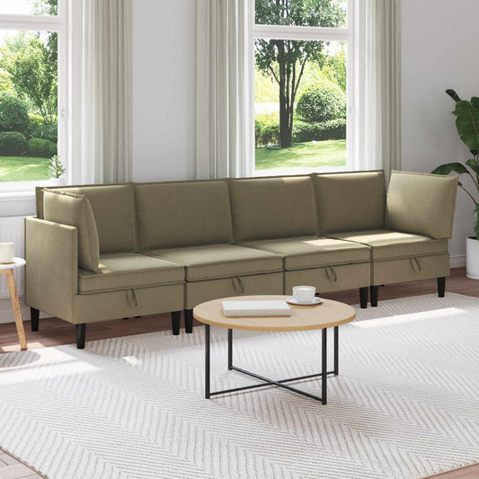 Set di mobili per il soggiorno 4 pcs Cachi Tessuto | homemem39