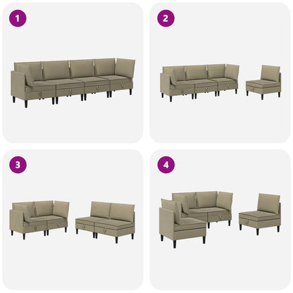 Set di mobili per il soggiorno 4 pcs Cachi Tessuto | homemem39