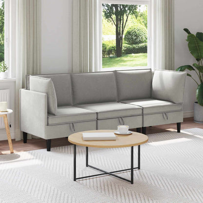 Set di mobili per il soggiorno 3 pcs Grigio chiaro Tessuto | homemem39
