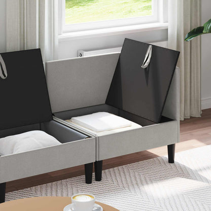 Set di mobili per il soggiorno 3 pcs Grigio chiaro Tessuto | homemem39