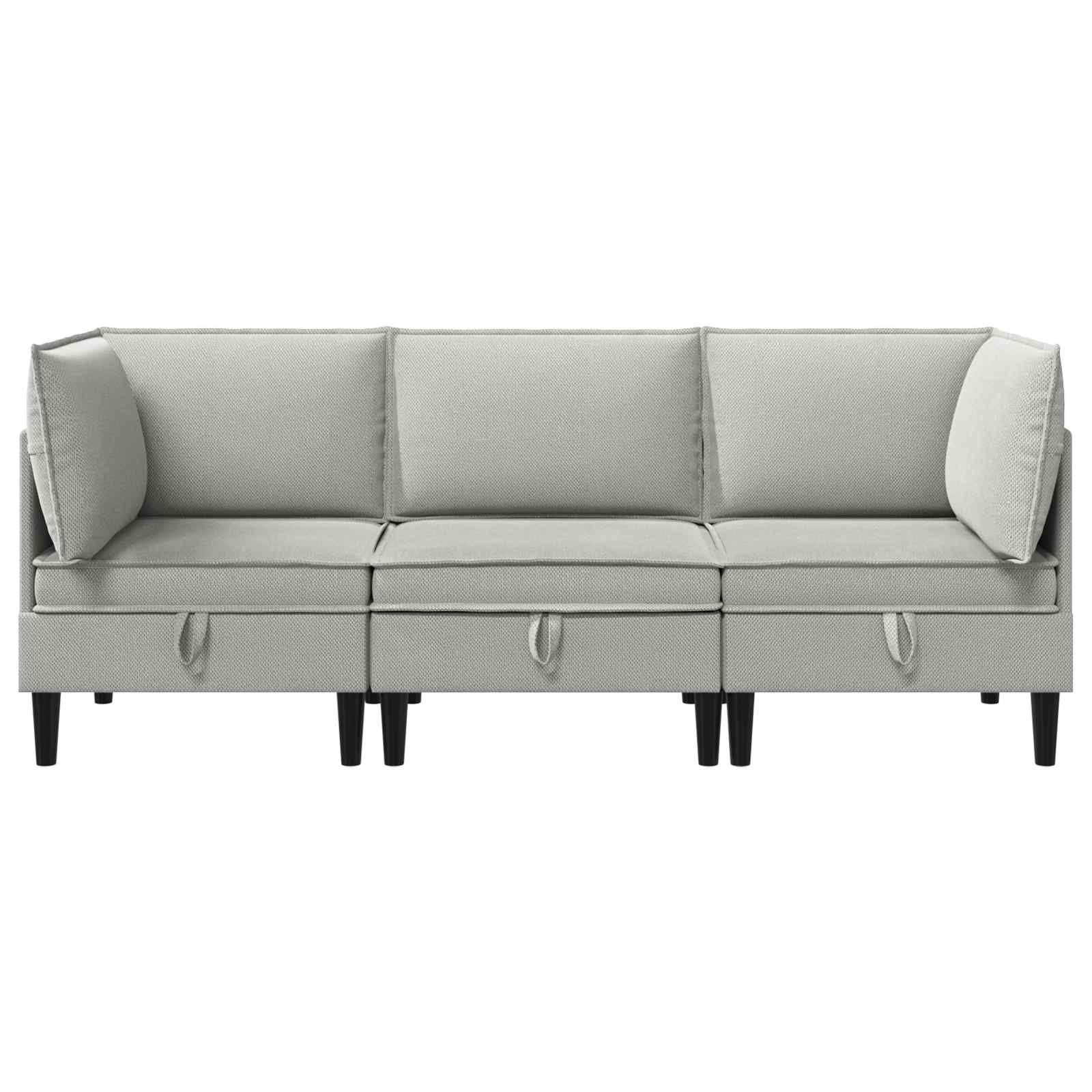 Set di mobili per il soggiorno 3 pcs Grigio chiaro Tessuto | homemem39