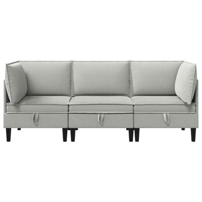 Set di mobili per il soggiorno 3 pcs Grigio chiaro Tessuto | homemem39