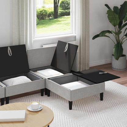 Set di mobili per il soggiorno 4 pcs Grigio chiaro Tessuto | homemem39