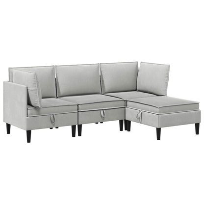 Set di mobili per il soggiorno 4 pcs Grigio chiaro Tessuto | homemem39