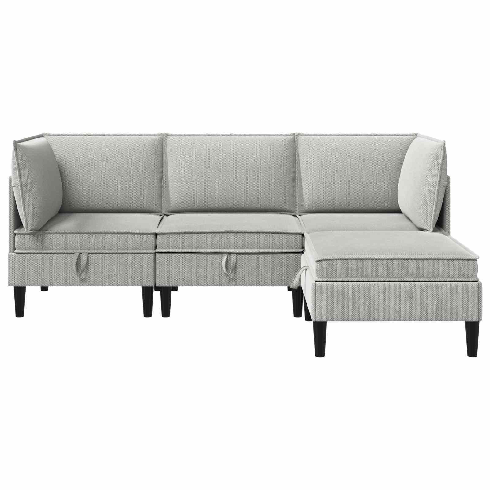 Set di mobili per il soggiorno 4 pcs Grigio chiaro Tessuto | homemem39