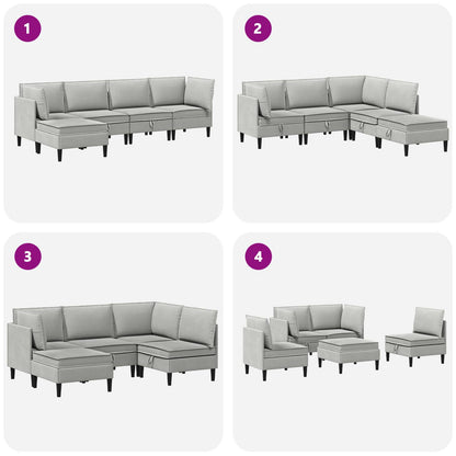Set di mobili per il soggiorno 5 pcs Grigio chiaro Tessuto | homemem39