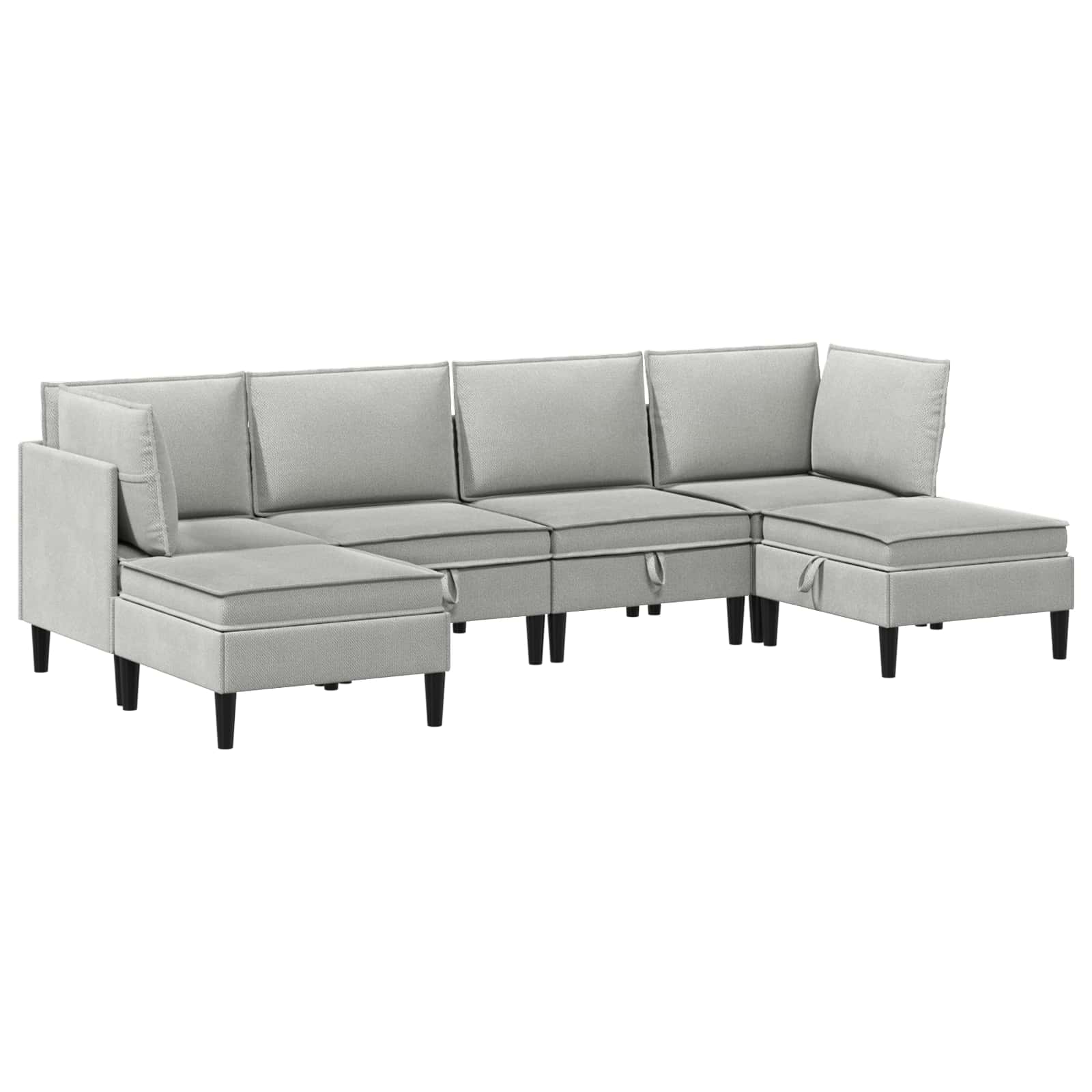 Set di mobili per il soggiorno 6 pcs Grigio chiaro Tessuto | homemem39