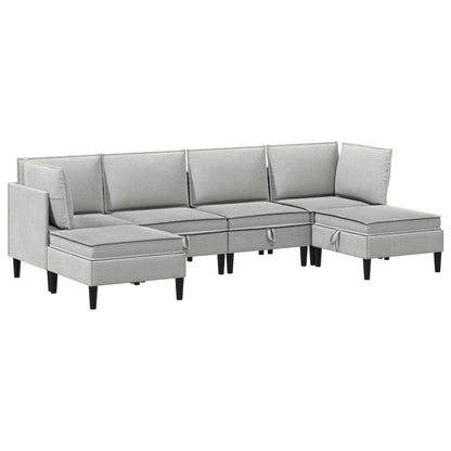 Set di mobili per il soggiorno 6 pcs Grigio chiaro Tessuto | homemem39