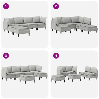 Set di mobili per il soggiorno 6 pcs Grigio chiaro Tessuto | homemem39