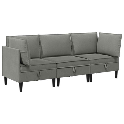 Set di mobili per il soggiorno 3 pcs Grigio scuro Tessuto | homemem39