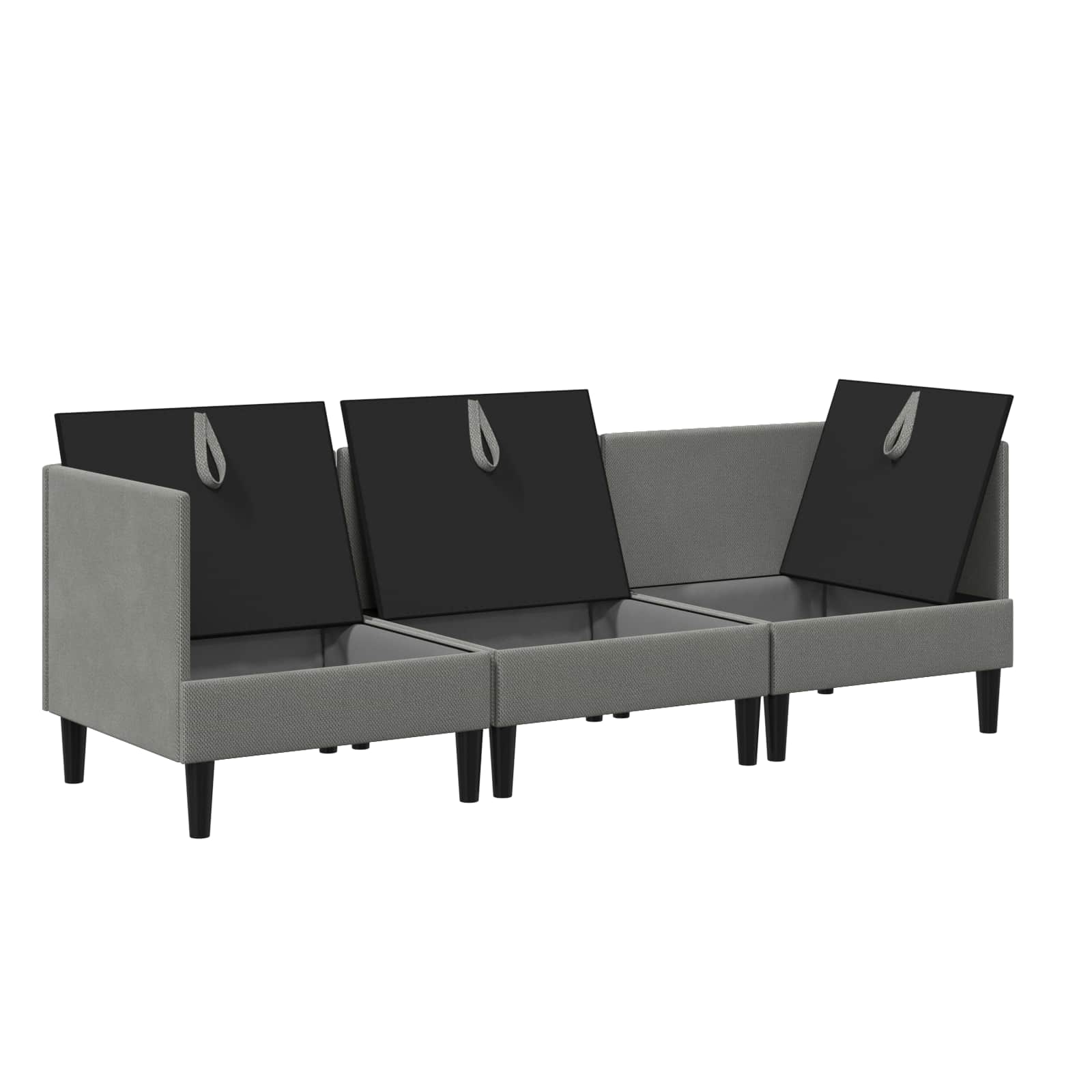 Set di mobili per il soggiorno 3 pcs Grigio scuro Tessuto | homemem39