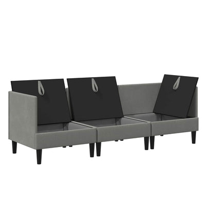 Set di mobili per il soggiorno 3 pcs Grigio scuro Tessuto | homemem39